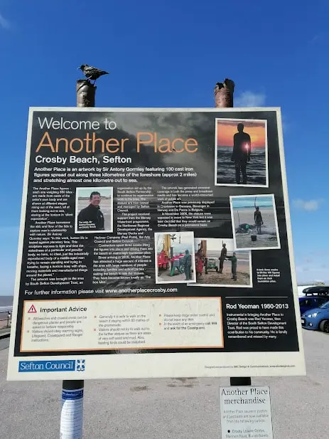 Another Place - The Iron Men - Sign At Crosby Beach