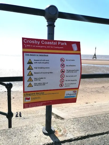 Warning Signs On Crosby Beach